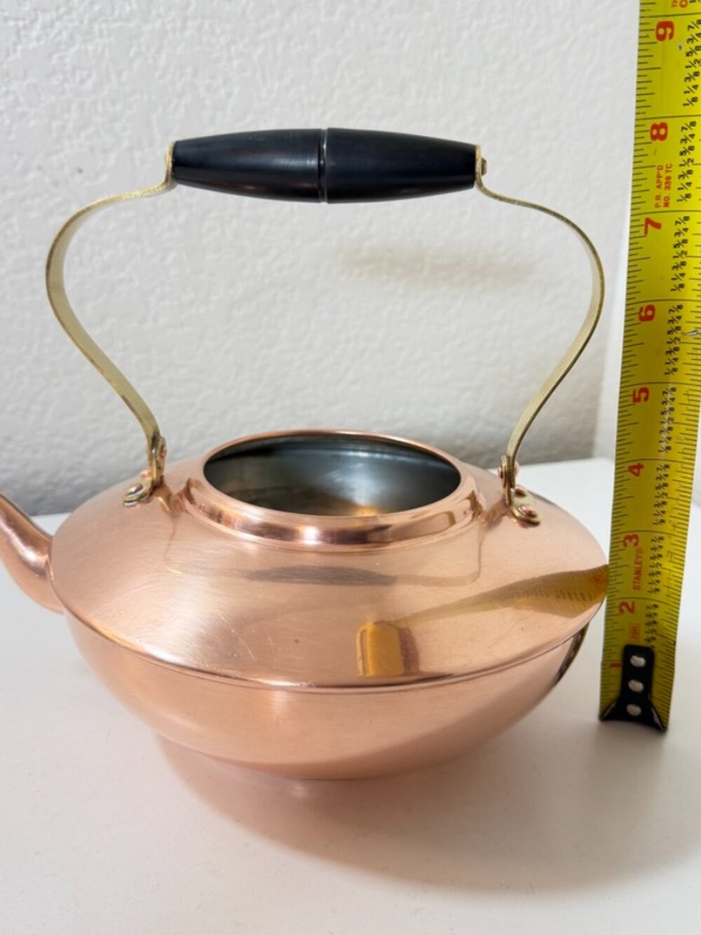 Vintage Douro B&M Copper Kettle w/ Brass & Plastic Handle Small/ 6 cups Portugal - Picture 14 of 16
